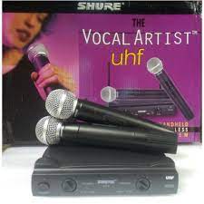 Émetteur deux micros a main sans fils+ récepteur uhf shure sm58